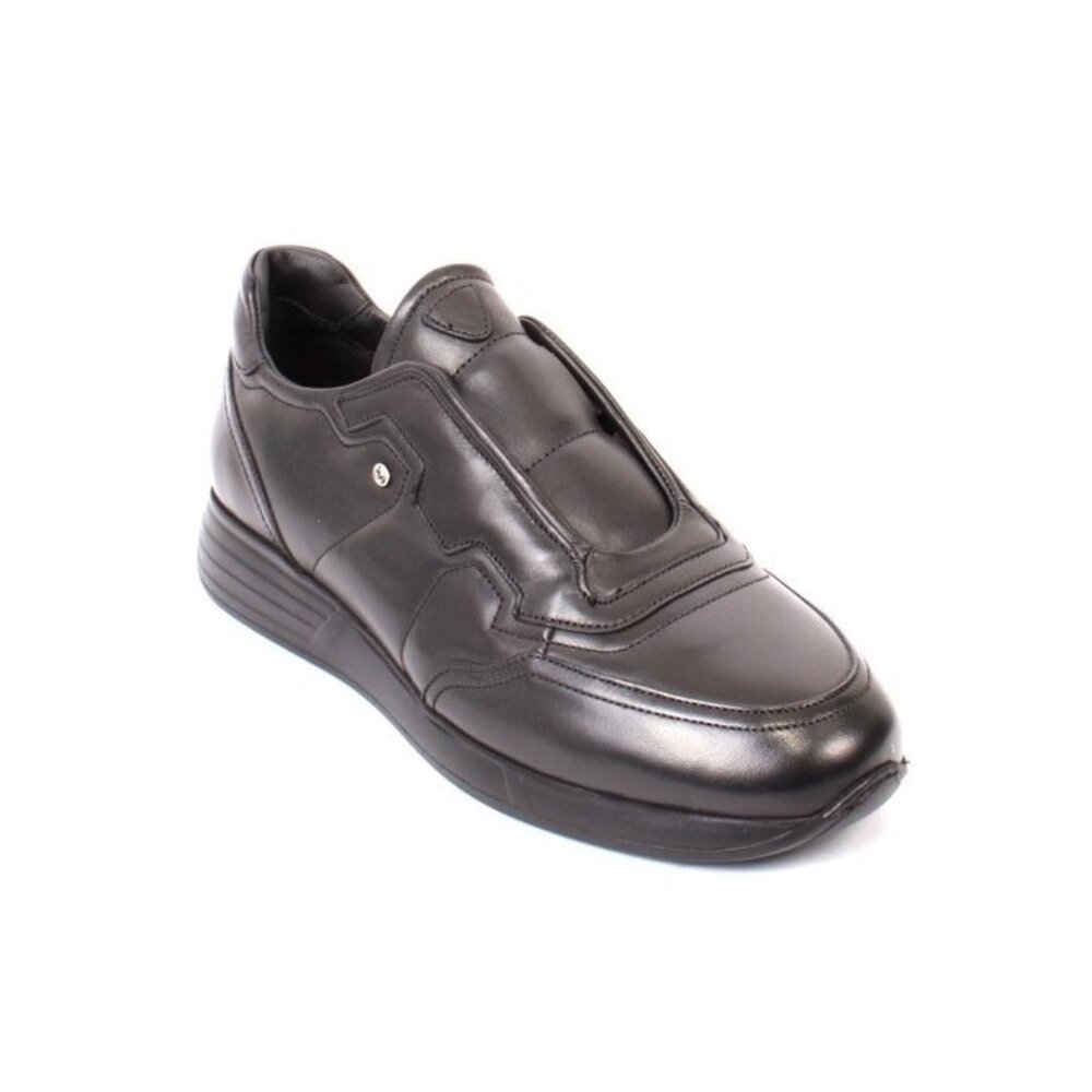 Roberto Serpentini 8317 Black Leather Streetch Sneakers Shoes